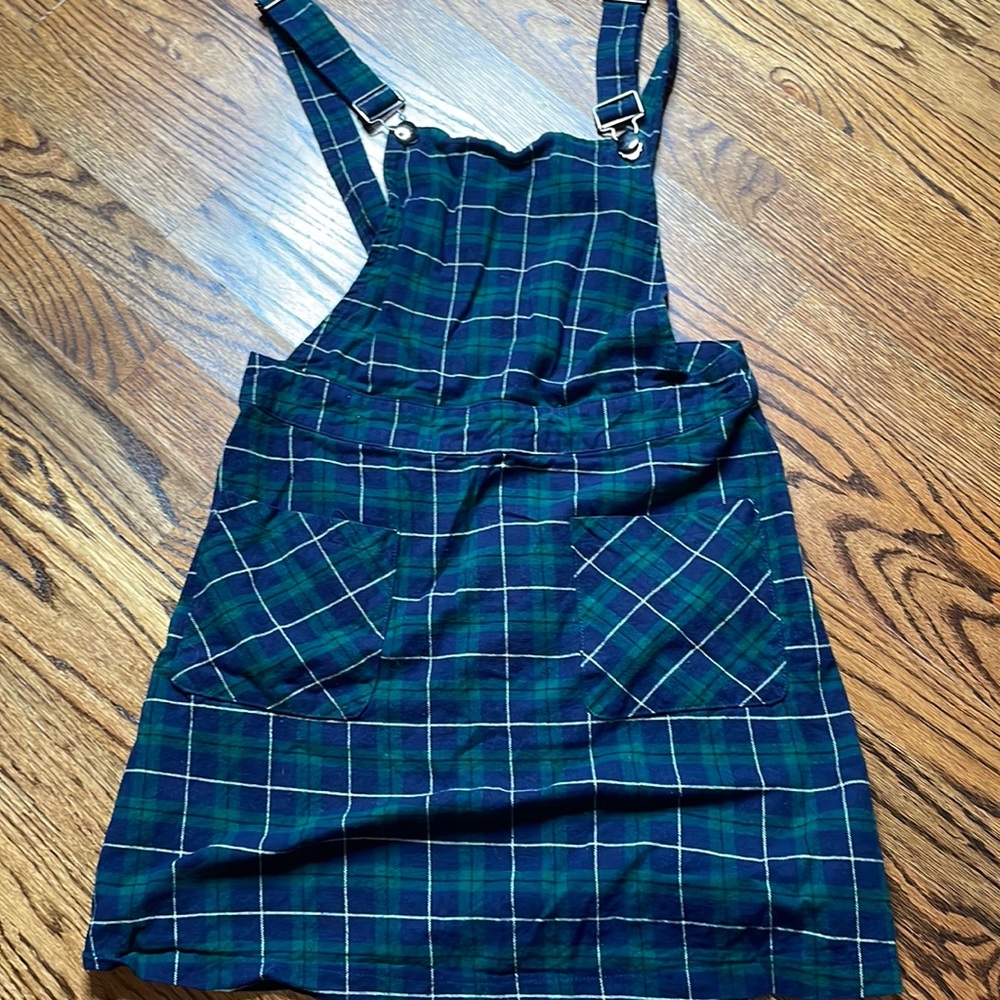 Allegra k size Medium flannel overall dress